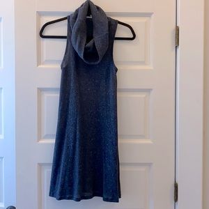 Navy Heathered cowl neck dress